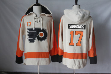 Flyers 17 Wayne Simmonds Cream All Stitched Hooded Sweatshirt