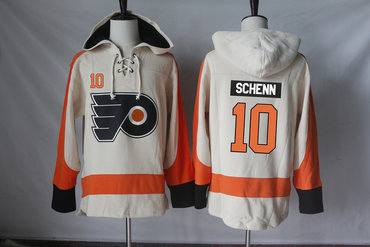 Flyers 10 Brayden Schenn Cream All Stitched Hooded Sweatshirt