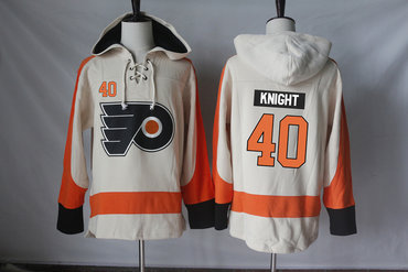 Flyers 40 Corban Knight Cream All Stitched Hooded Sweatshirt