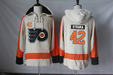 Flyers 42 Petr Straka Cream All Stitched Hooded Sweatshirt