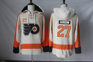 Flyers 27 Boyd Gordon Cream All Stitched Hooded Sweatshirt