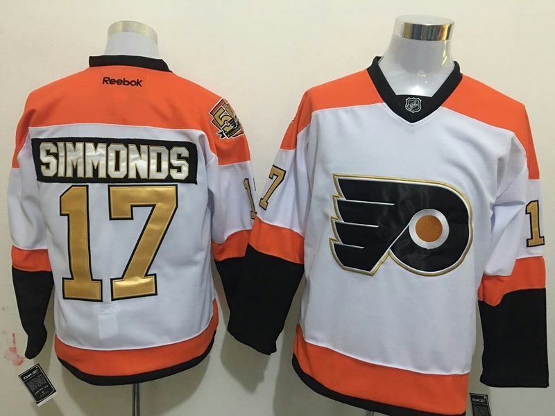 Flyers 17 Wayne Simmonds White With 50th Anniversary Patch Reebok Jersey