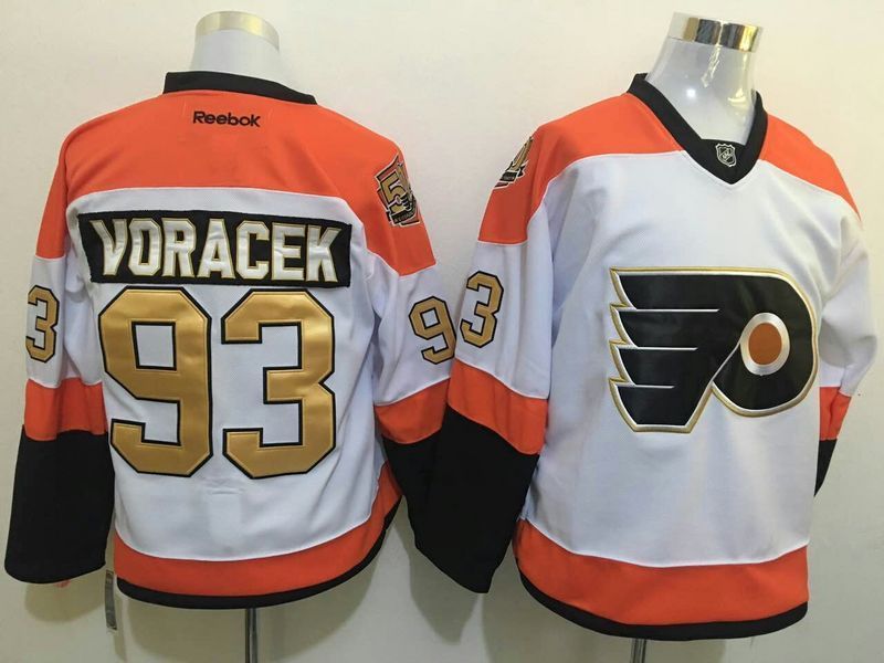 Flyers 93 Jakub Voracek White With 50th Anniversary Patch Reebok Jersey