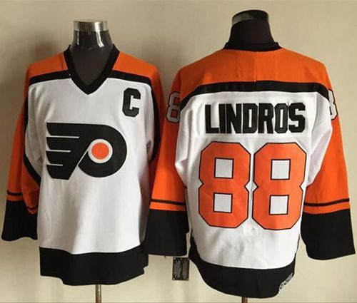 Flyers #88 Eric Lindros White Black CCM Throwback Stitched NHL jerseys