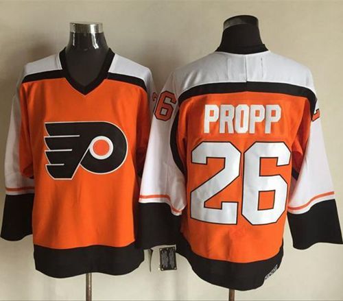 Flyers #26 Brian Propp Orange Black CCM Throwback Stitched NHL jerseys