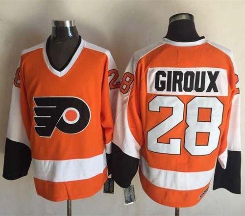 Flyers #28 Claude Giroux Orange CCM Throwback Stitched NHL Jersey