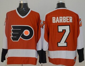 Flyers #7 Bill Barber Orange Stitched NHL Jersey