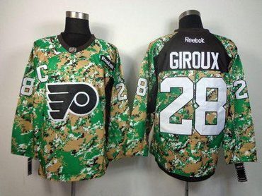 Philadelphia Flyers #28 Claude Giroux Camo Veterans Day Practice NHL Jersey