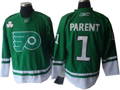 Philadelphia Flyers 1 BERNIE PARENT jerseys green