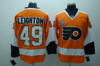 Philadelphia Flyers 49 Michael leighton Oranage Jerseys Stanley Cup patch