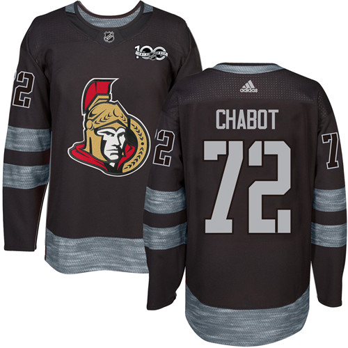 Senators #72 Thomas Chabot Black 1917-2017 100th Anniversary Stitched Hockey Jersey