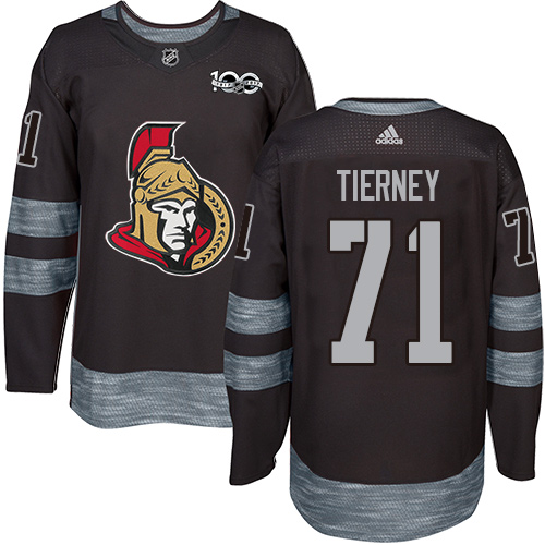 Senators #71 Chris Tierney Black 1917-2017 100th Anniversary Stitched Hockey Jersey