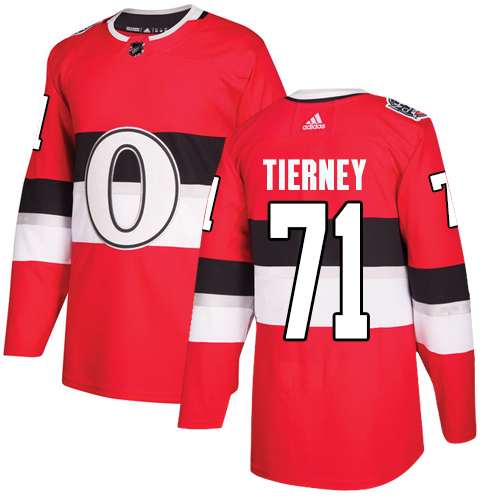 Senators #71 Chris Tierney Red Authentic 2017 100 Classic Stitched Hockey Jersey