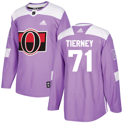 Senators #71 Chris Tierney Purple Authentic Fights Cancer Stitched Hockey Jersey