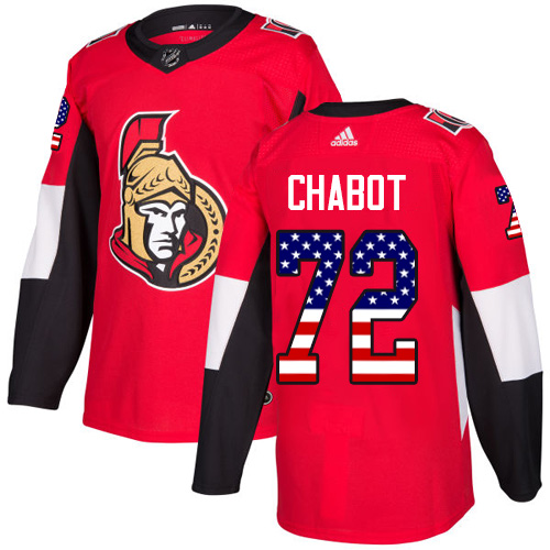 Senators #72 Thomas Chabot Red Home Authentic USA Flag Stitched Hockey Jersey