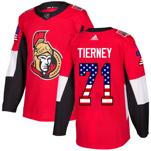 Senators #71 Chris Tierney Red Home Authentic USA Flag Stitched Hockey Jersey