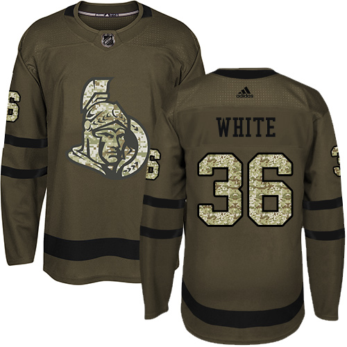 Senators #36 Colin White Green Salute to Service Stitched Hockey Jersey