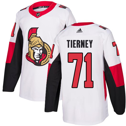 Senators #71 Chris Tierney White Road Authentic Stitched Hockey Jersey