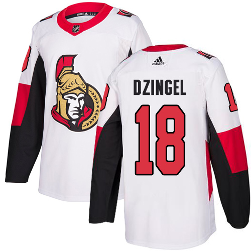 Senators #18 Ryan Dzingel White Road Authentic Stitched Hockey Jersey