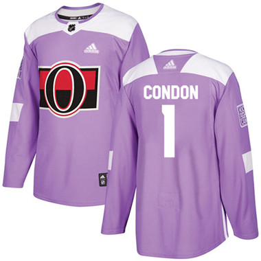 Adidas Senators #1 Mike Condon Purple Authentic Fights Cancer Stitched NHL Jersey