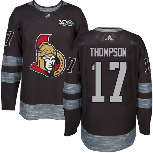 Adidas Senators #17 Nate Thompson Black 1917-2017 100th Anniversary Stitched NHL Jersey