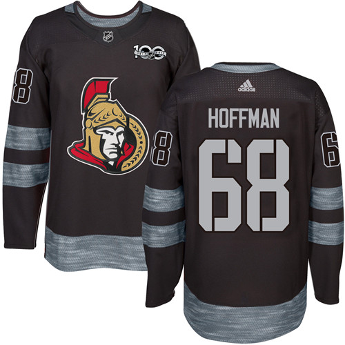 Adidas Senators #68 Mike Hoffman Black 1917-2017 100th Anniversary Stitched NHL Jersey