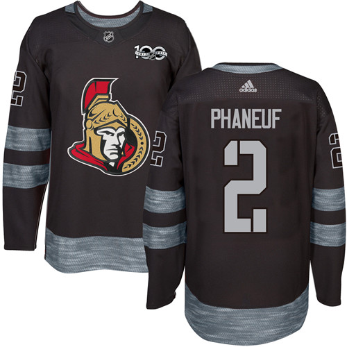 Adidas Senators #2 Dion Phaneuf Black 1917-2017 100th Anniversary Stitched NHL Jersey