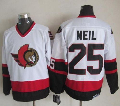 Ottawa Senators #25 Chris Neil White CCM Throwback Stitched NHL Jersey