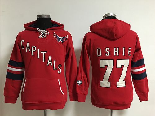 Women's Washington Capitals #77 T.J Oshie Red Old Time Heidi Hoodie NHL Hoodie