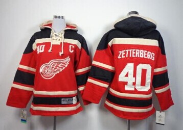 Youth NHL Red Wings #40 Henrik Zetterberg Red Sawyer Hooded Sweatshirt Jersey