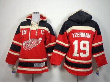 Youth NHL Red Wings #19 Steve Yzerman Red Sawyer Hooded Sweatshirt Jersey