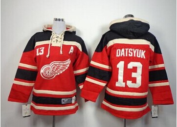 Youth NHL Red Wings #13 Pavel Datsyuk Red Sawyer Hooded Sweatshirt Jersey