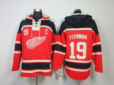 nhl jerseys detroit red wings #19 yzerman red(pullover hooded sweatshirt patch C)