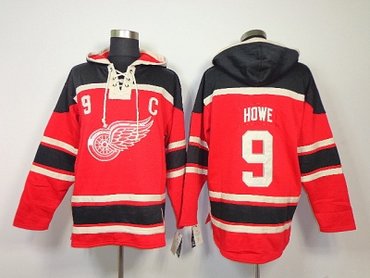 nhl jerseys detroit red wings #9 howe red(pullover hooded sweatshirt patch C)