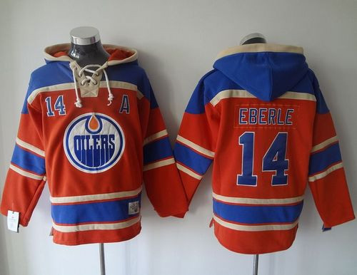 Edmonton Oilers #14 Jordan Eberle Orange Sawyer Hooded Sweatshirt Stitched NHL Jersey