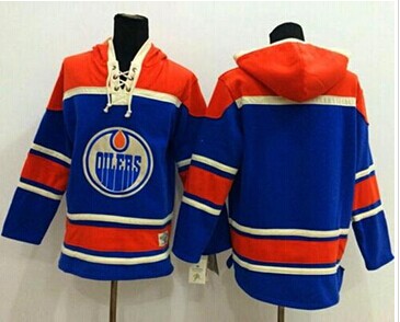 Edmonton Oilers Blank Light Blue Sawyer Hooded Sweatshirt Stitched NHL Jersey