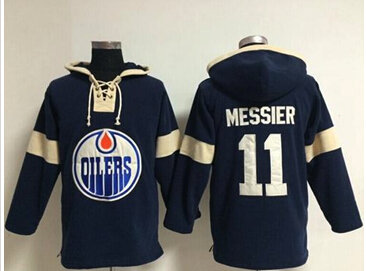 Edmonton Oilers #11 Mark Messier Dark Blue Pullover NHL Hoodie