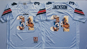 Auburn Tigers 34 Bo Jackson White Portrait Number College Jersey