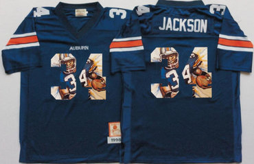 Auburn Tigers 34 Bo Jackson Navy Portrait Number College Jersey