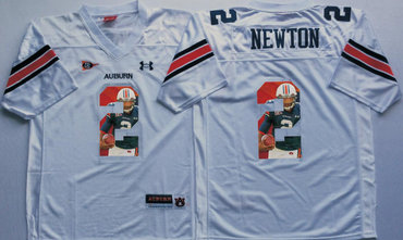 Auburn Tigers 2 Cam Newton White Portrait Number College Jersey