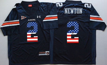 Auburn Tigers 2 Cam Newton Navy USA Flag College Jersey