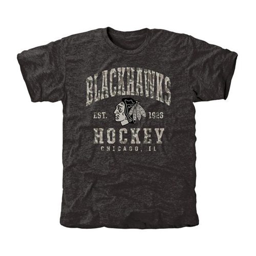 Men's Chicago Blackhawks Black Camo Stack T-Shirt