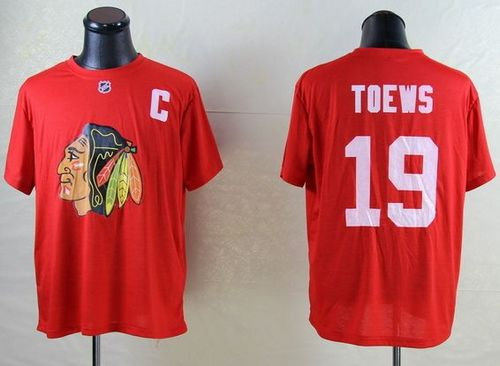 NHL Chicago Blackhawks #19 Jonathan Toews Red T-Shirt