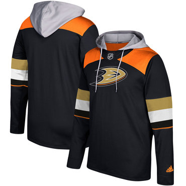 Men's Anaheim Ducks Adidas Black Silver Jersey Pullover Hoodie