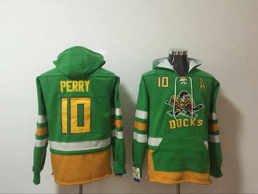 Ducks 10 Corey Perry Green All Stitched Hooded Sweatshirt