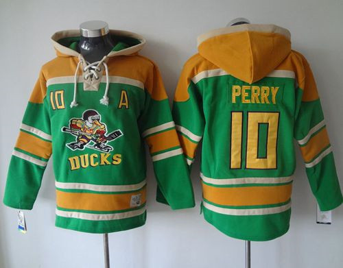 Anaheim Ducks #10 Corey Perry Green Sawyer Hooded Sweatshirt Stitched NHL Jersey