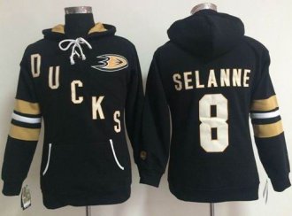 Women Anaheim Ducks #8 Teemu Selanne Black Old Time Heidi NHL Hoodie