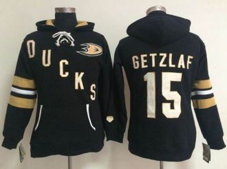 Women Anaheim Ducks #15 Ryan Getzlaf Black Old Time Heidi NHL Hoodie