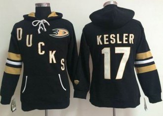 Women Anaheim Ducks #17 Ryan Kesler Black Old Time Heidi NHL Hoodie