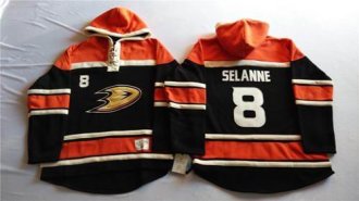 Anaheim Ducks #8 Teemu Selanne Black Sawyer Hooded Sweatshirt Stitched NHL Jersey